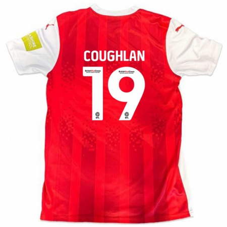 Kandiny Homme Maillot Ronan Coughlan #19 Rouge Blanc Tenues Domicile 2024/25 T-Shirt