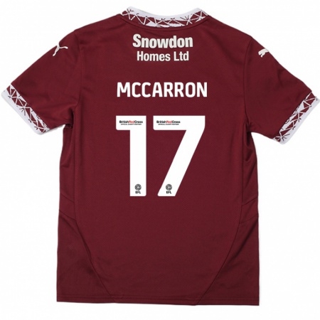 Kandiny Homme Maillot Liam Mccarron #17 Bordeaux Tenues Domicile 2024/25 T-Shirt