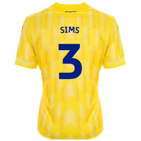 Kandiny Homme Maillot Gemma Sims #3 Jaune Tenues Domicile 2024/25 T-Shirt