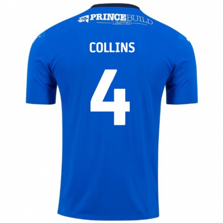 Kandiny Homme Maillot Archie Collins #4 Bleu Blanc Tenues Domicile 2024/25 T-Shirt