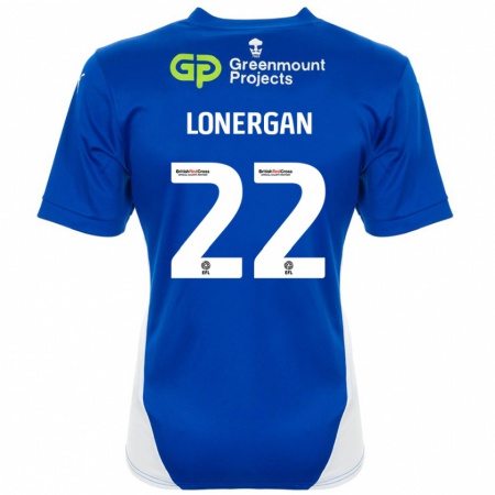 Kandiny Homme Maillot Andy Lonergan #22 Bleu Blanc Tenues Domicile 2024/25 T-Shirt