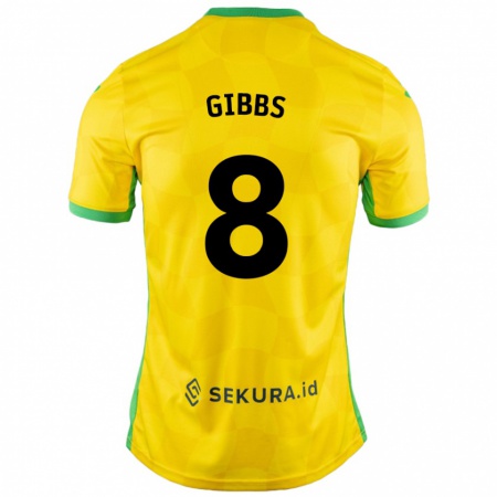 Kandiny Homme Maillot Liam Gibbs #8 Jaune Vert Tenues Domicile 2024/25 T-Shirt