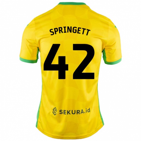 Kandiny Homme Maillot Tony Springett #42 Jaune Vert Tenues Domicile 2024/25 T-Shirt