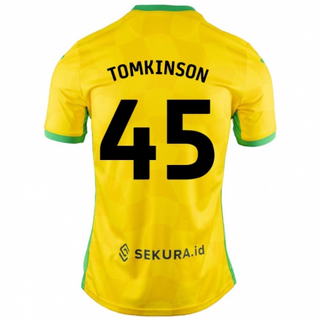 Kandiny Homme Maillot Jonathan Tomkinson #45 Jaune Vert Tenues Domicile 2024/25 T-Shirt