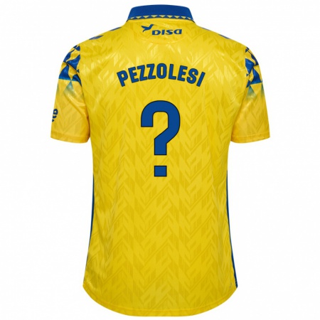 Kandiny Homme Maillot Valentín Pezzolesi #0 Jaune Bleu Tenues Domicile 2024/25 T-Shirt