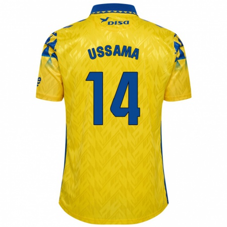 Kandiny Homme Maillot Ussama #14 Jaune Bleu Tenues Domicile 2024/25 T-Shirt