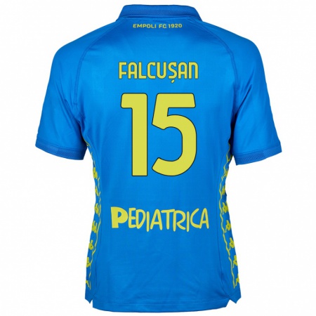 Kandiny Homme Maillot Darius Fălcușan #15 Bleu Tenues Domicile 2024/25 T-Shirt