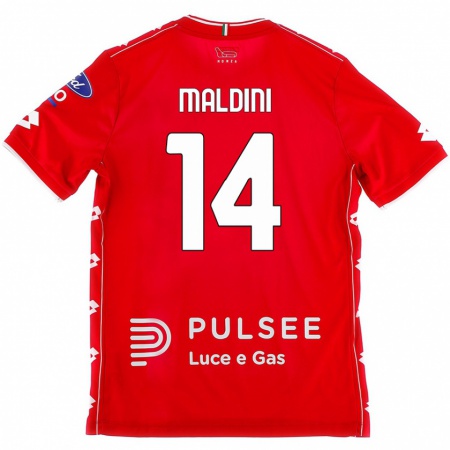 Kandiny Homme Maillot Daniel Maldini #14 Rouge Blanc Tenues Domicile 2024/25 T-Shirt