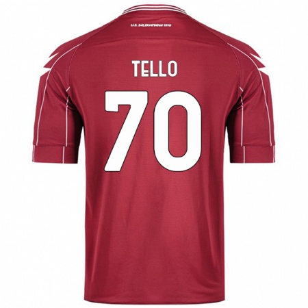 Kandiny Homme Maillot Andrés Tello #70 Bordeaux Tenues Domicile 2024/25 T-Shirt