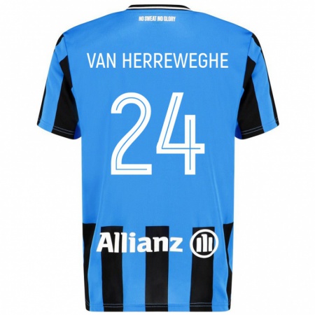 Kandiny Homme Maillot Febe Van Herreweghe #24 Bleu Ciel Noir Tenues Domicile 2024/25 T-Shirt