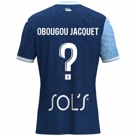 Kandiny Homme Maillot Noam Obougou Jacquet #0 Bleu Ciel Bleu Foncé Tenues Domicile 2024/25 T-Shirt