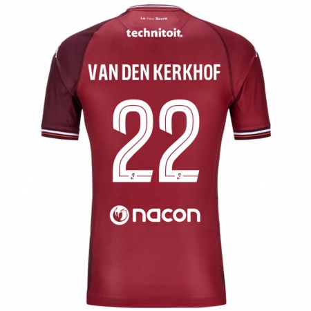 Kandiny Homme Maillot Kevin Van Den Kerkhof #22 Rouge Grenade Tenues Domicile 2024/25 T-Shirt