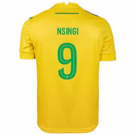 Kandiny Homme Maillot Plamedi Nsingi #9 Jaune Vert Tenues Domicile 2024/25 T-Shirt