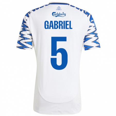 Kandiny Homme Maillot Gabriel Pereira #5 Blanc Bleu Ciel Tenues Domicile 2024/25 T-Shirt