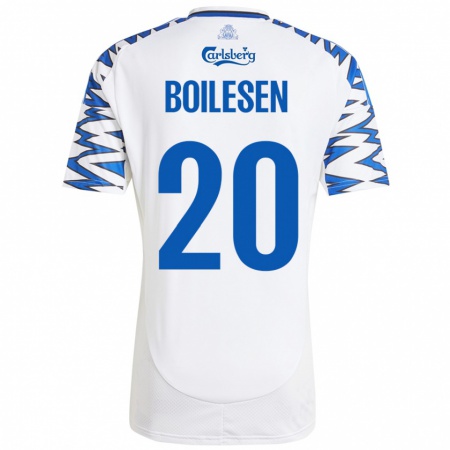 Kandiny Homme Maillot Nicolai Boilesen #20 Blanc Bleu Ciel Tenues Domicile 2024/25 T-Shirt