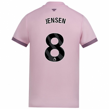 Kandiny Homme Maillot Mathias Jensen #8 Rose Tenues Extérieur 2024/25 T-Shirt