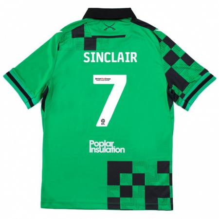 Kandiny Homme Maillot Scott Sinclair #7 Vert Noir Tenues Extérieur 2024/25 T-Shirt