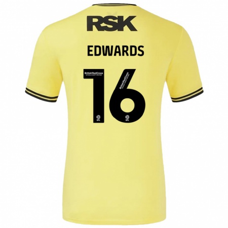 Kandiny Homme Maillot Josh Edwards #16 Jaune Noir Tenues Extérieur 2024/25 T-Shirt