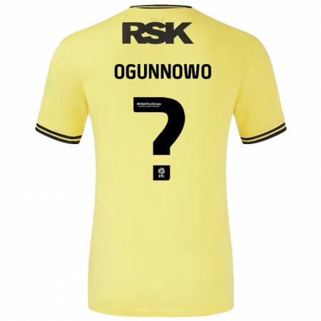 Kandiny Homme Maillot Joshua Ogunnowo #0 Jaune Noir Tenues Extérieur 2024/25 T-Shirt