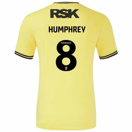 Kandiny Homme Maillot Carla Humphrey #8 Jaune Noir Tenues Extérieur 2024/25 T-Shirt