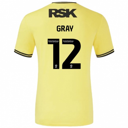 Kandiny Homme Maillot Jessica Gray #12 Jaune Noir Tenues Extérieur 2024/25 T-Shirt