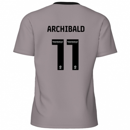 Kandiny Homme Maillot Theo Archibald #11 Gris Tenues Extérieur 2024/25 T-Shirt