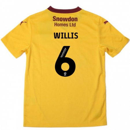 Kandiny Homme Maillot Jordan Willis #6 Orange Bordeaux Tenues Extérieur 2024/25 T-Shirt