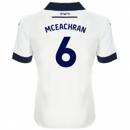 Kandiny Homme Maillot Josh Mceachran #6 Blanc Bleu Marine Tenues Extérieur 2024/25 T-Shirt