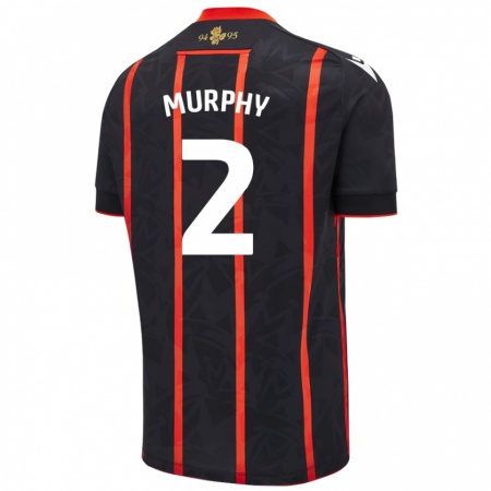 Kandiny Homme Maillot Niamh Murphy #2 Noir Rouge Tenues Extérieur 2024/25 T-Shirt