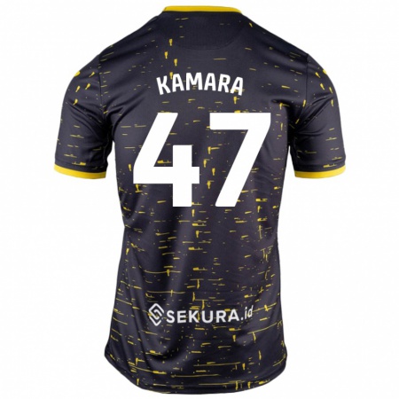 Kandiny Homme Maillot Abu Kamara #47 Noir Jaune Tenues Extérieur 2024/25 T-Shirt