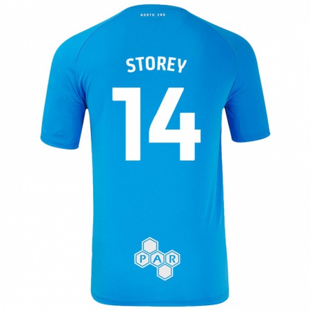 Kandiny Homme Maillot Jordan Storey #14 Bleu Ciel Tenues Extérieur 2024/25 T-Shirt