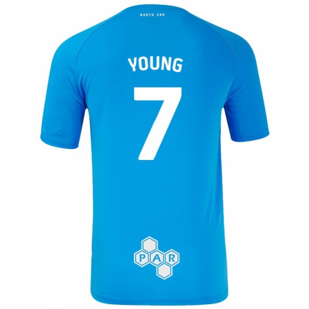 Kandiny Homme Maillot Danielle Young #7 Bleu Ciel Tenues Extérieur 2024/25 T-Shirt