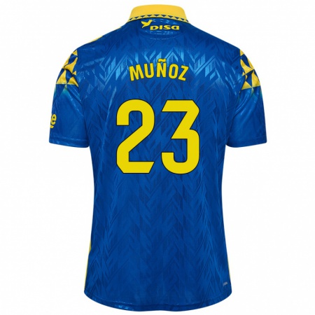 Kandiny Homme Maillot Álex Muñoz #23 Bleu Jaune Tenues Extérieur 2024/25 T-Shirt