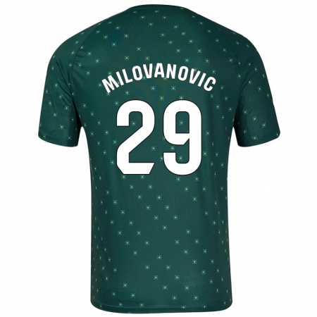 Kandiny Homme Maillot Marko Milovanovic #29 Vert Foncé Tenues Extérieur 2024/25 T-Shirt