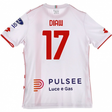 Kandiny Homme Maillot Davide Diaw #17 Blanc Rouge Tenues Extérieur 2024/25 T-Shirt