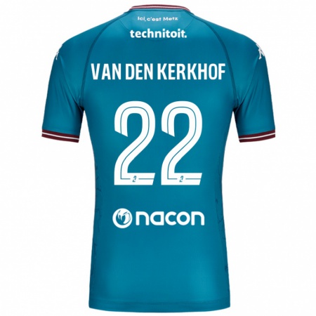 Kandiny Homme Maillot Kevin Van Den Kerkhof #22 Bleu Pétrole Tenues Extérieur 2024/25 T-Shirt