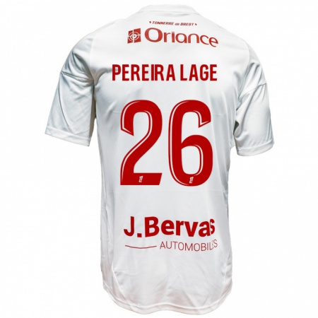 Kandiny Homme Maillot Mathias Pereira Lage #26 Blanc Rouge Tenues Extérieur 2024/25 T-Shirt