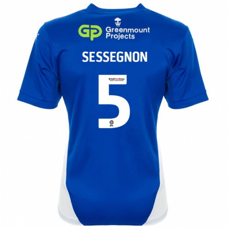 Kandiny Femme Maillot Steven Sessegnon #5 Bleu Blanc Tenues Domicile 2024/25 T-Shirt