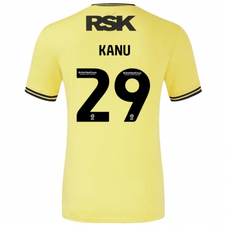 Kandiny Femme Maillot Daniel Kanu #29 Jaune Noir Tenues Extérieur 2024/25 T-Shirt