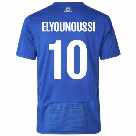 Kandiny Femme Maillot Mohamed Elyounoussi #10 Blanc Bleu Tenues Extérieur 2024/25 T-Shirt